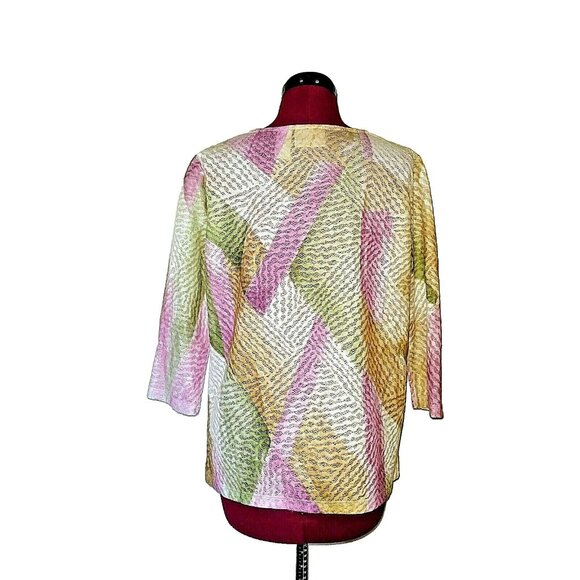 Alfred Dunner Top Multicolor Women Embellished Neckline Size Small 3/4 S… - Picture 3 of 6